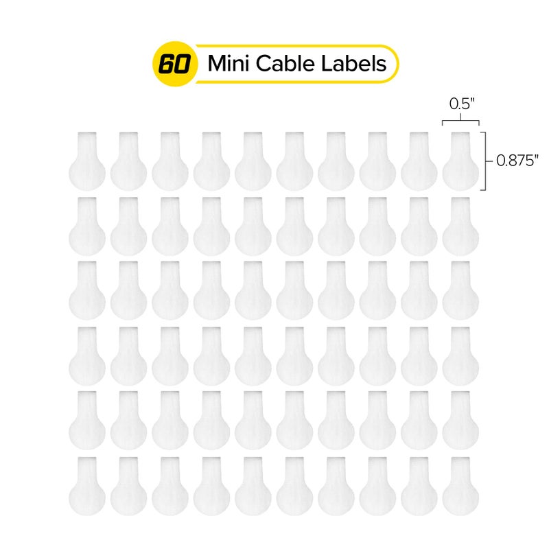 Wrap-It Storage Cable Labels, Mini, White (60 Pack) - Cord and Wire Tags for Cable Management and Organizer for Electronics, Computers and More - Image 3